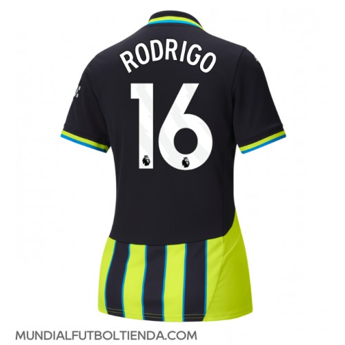 Camiseta Manchester City Rodri Hernandez #16 Segunda Equipación Replica 2024-25 para mujer mangas cortas